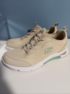 Skechers Women's Cream Athletic Sneakers with Mint Detail